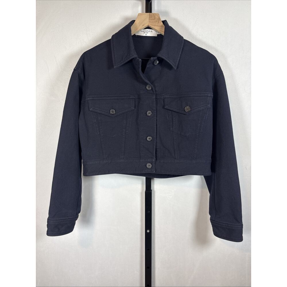 MM Lafleur Anna 1.0 Cropped Jacket Women's XS Ink Navy Stretch Cotton Modern